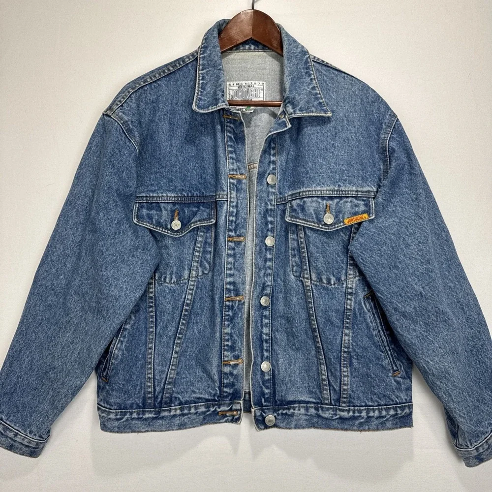 VTG Jordache Denim Trucker Jacket Mens M Blue Medium‎ Wash 90s Cotton Jean Coat